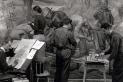 f Edward Laning & assistants working on mural, 1938