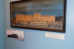 Architect's rendering of the Fairgrounds Pavilion in exhibit