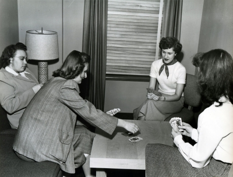 Hillcrest nursing students playing cards, 1950s