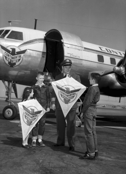 Getting ready to board a Continental Airlines flight in the early 1950s