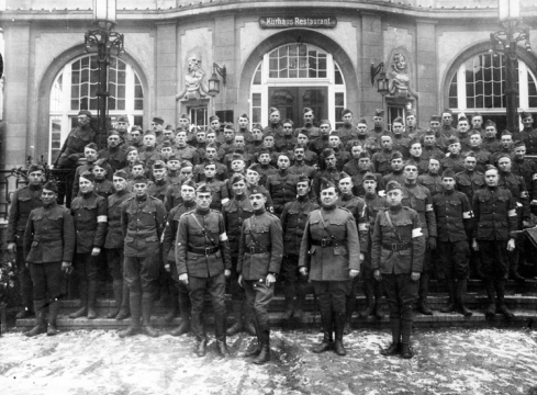 Tulsa Ambulance Company in Nevenahr, Germany, 1919. The group volunteered during World War I
