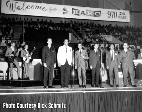 Harry Wilson, Gene Thomas, Dick Clark, Dick Ralston, Scooter Segraves, Dick Schmitz at Dick Clark's "Cavalcade of Stars" concert, 1964