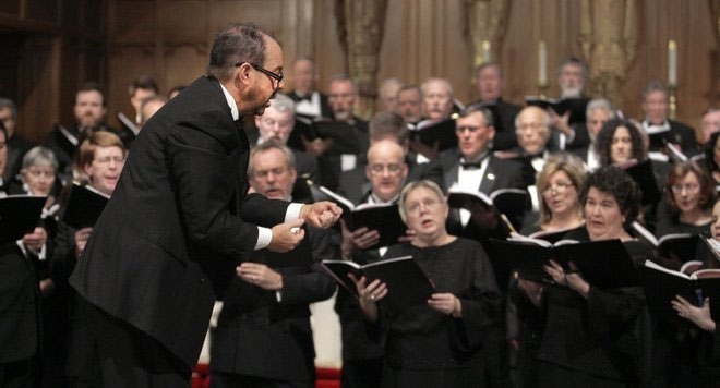 Under the direction of Tim Sharp, the TOC rehearses at Trinity Episcopal Church in downtown Tulsa. MICHAEL WYKE / Tulsa World